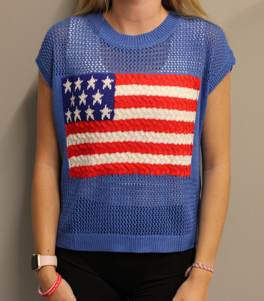 Blue USA Flag Top