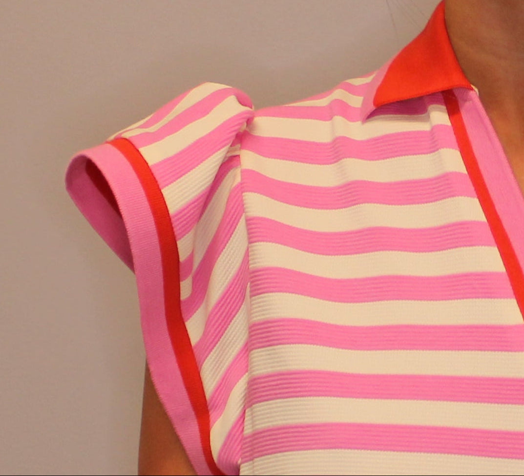 PINK STRIPED COLLAR DRESS