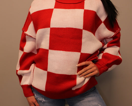RED CHECKERED SWEATER