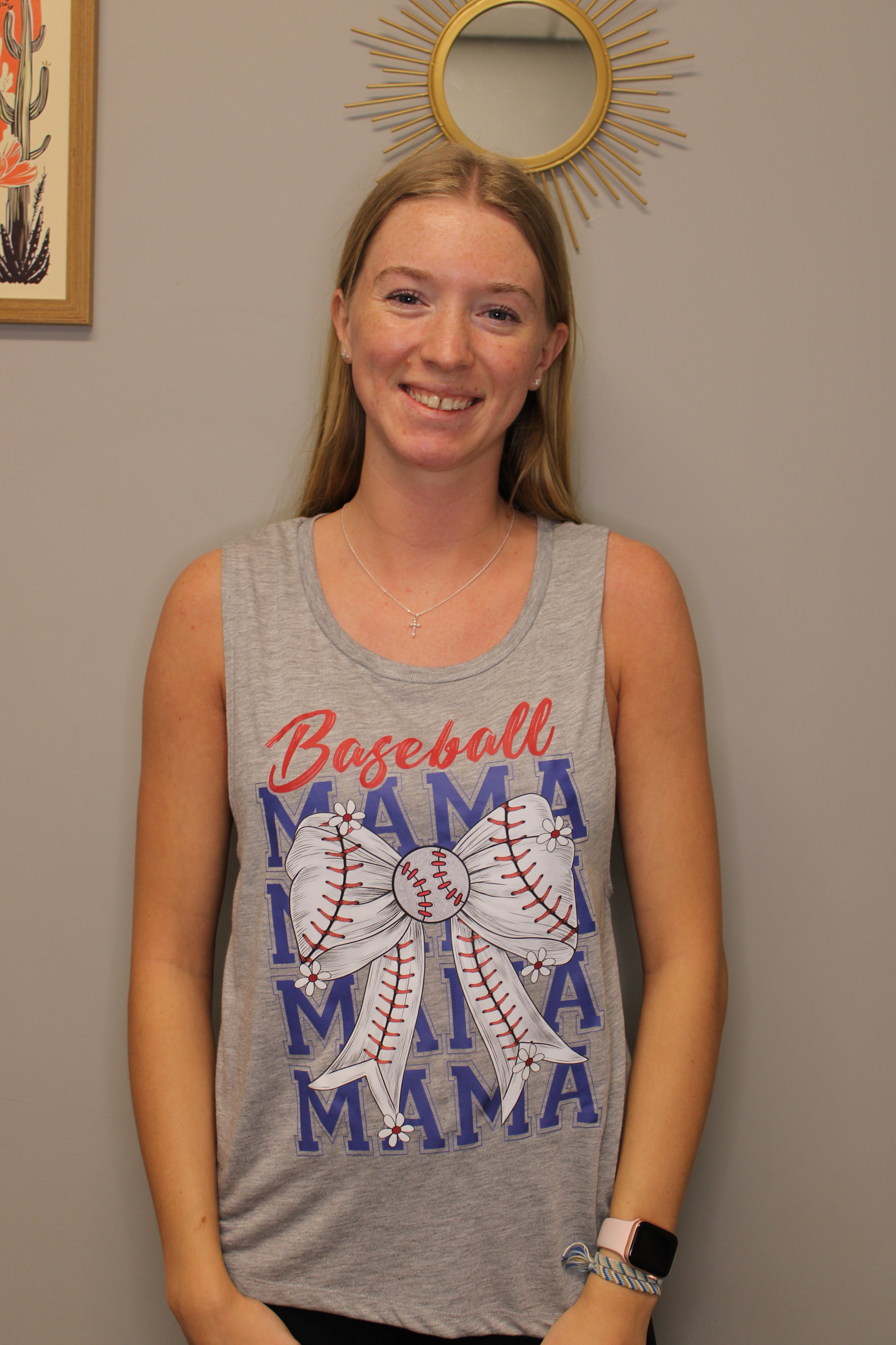 BASEBALL MAMA GRAY TANK