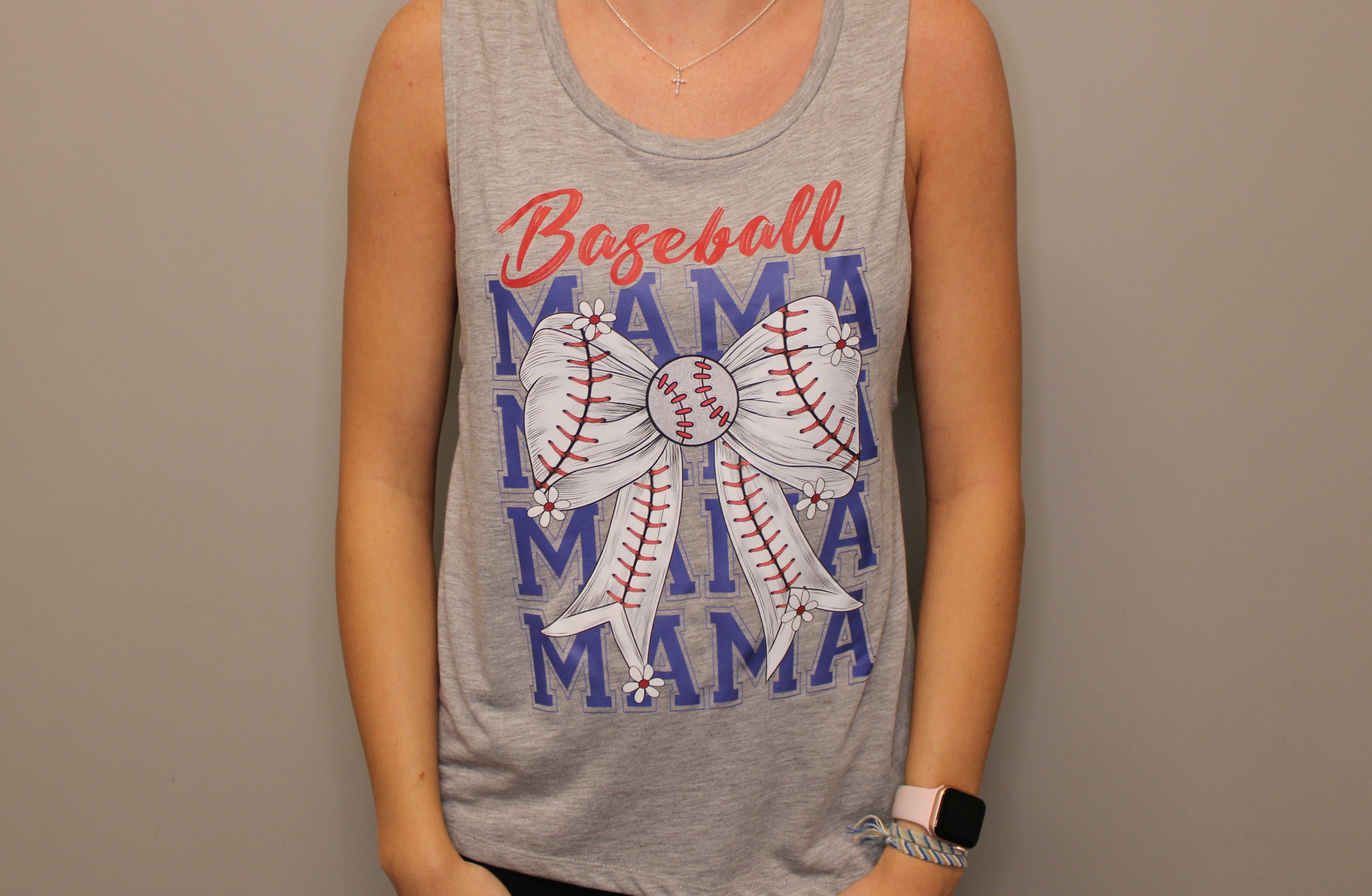 BASEBALL MAMA GRAY TANK