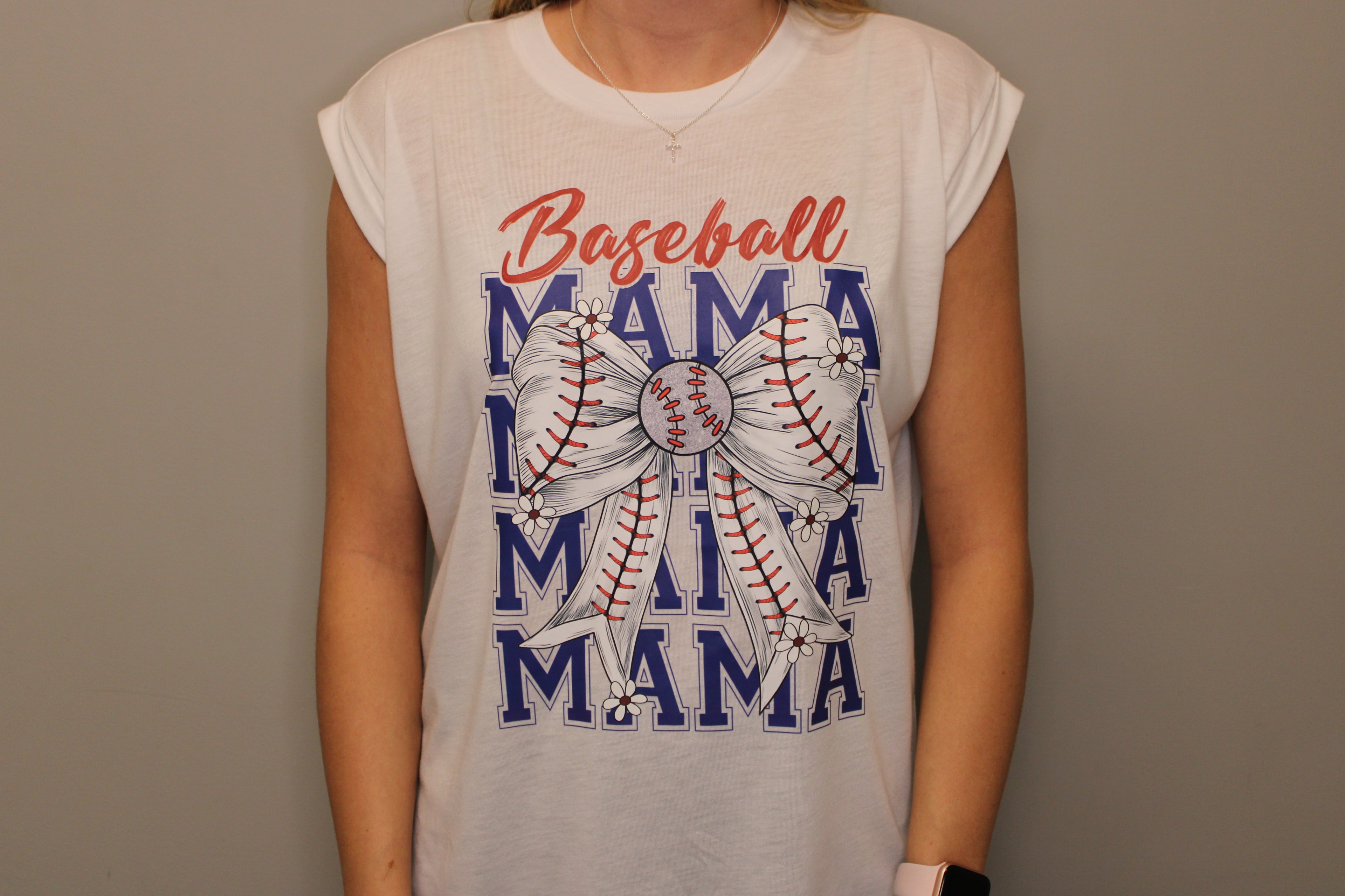 BASEBALL MAMA WHITE TANK