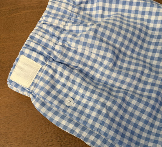 BLUE GINGHAM SHORTS