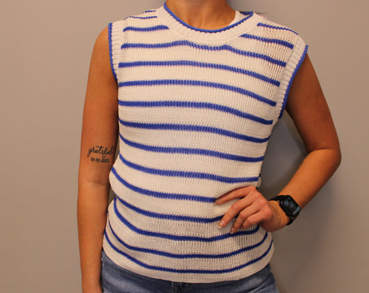 BLUE STRIPE KNIT TANK