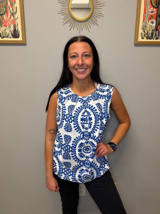 BLUE BOHO TANK