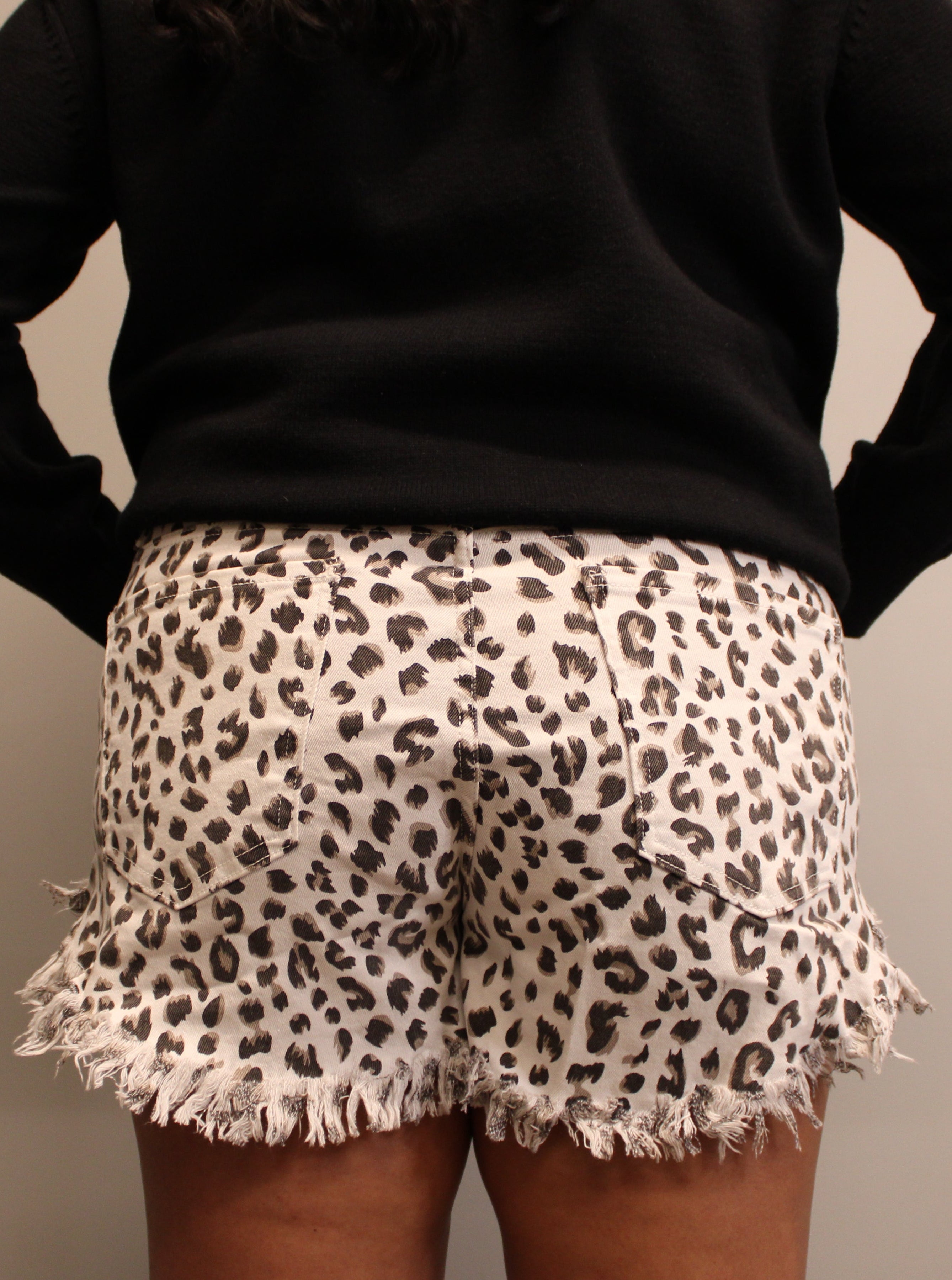 LEOPARD DENIM SHORTS