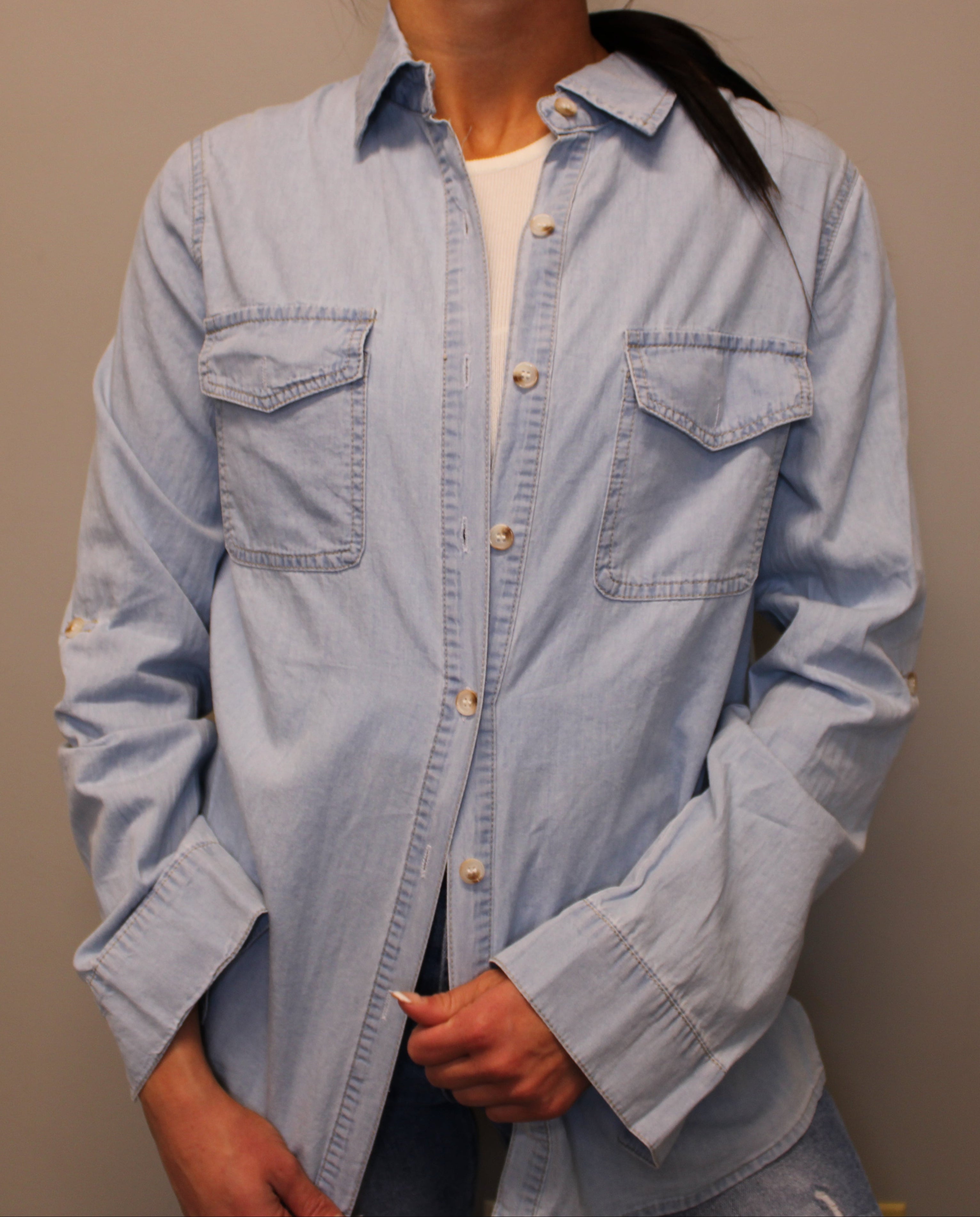 LIGHT BLUE DENIM TOP