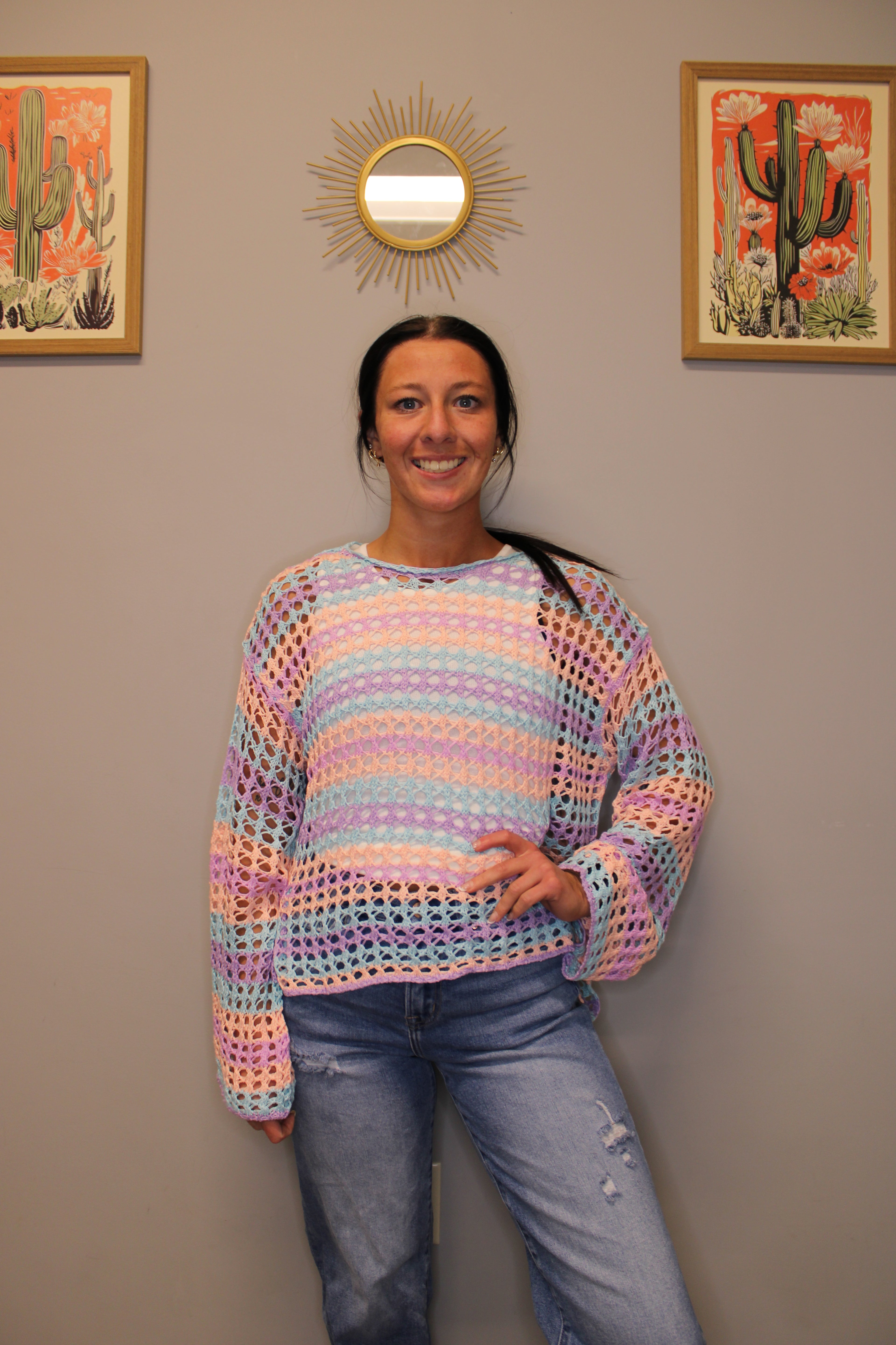 MULTI OPEN KNIT SWEATER