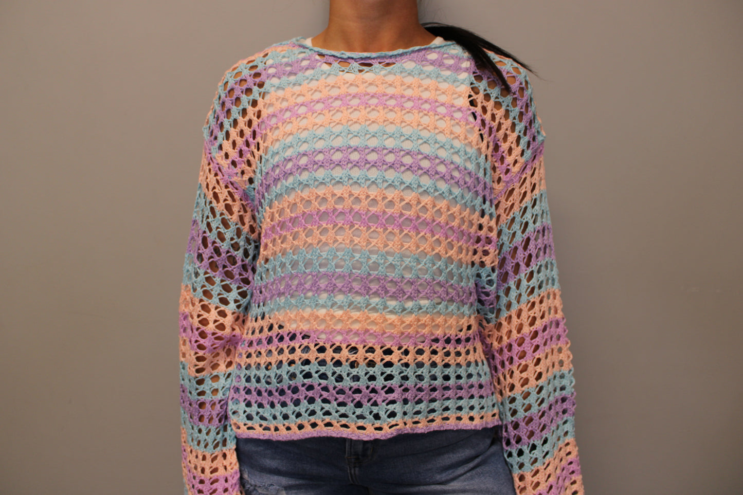 MULTI OPEN KNIT SWEATER