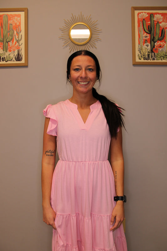 PINK TIERED DRESS