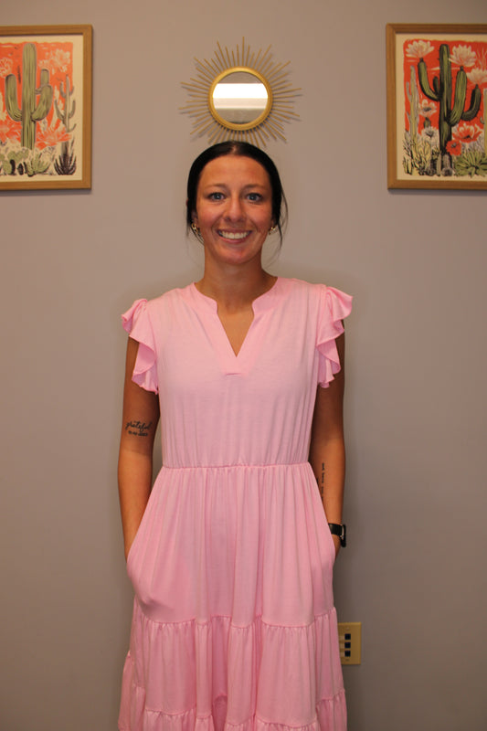 PINK TIERED DRESS