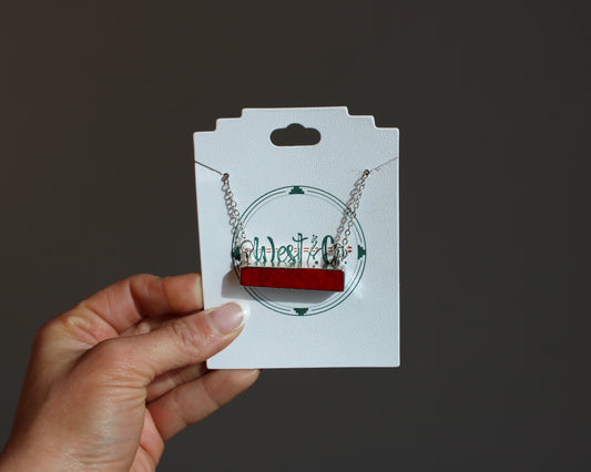 SILVER RED BAR NECKLACE