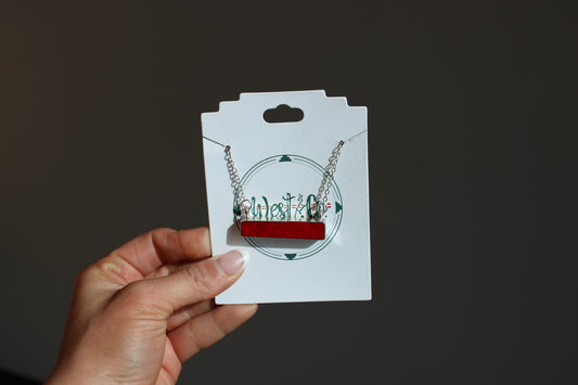 SILVER RED BAR NECKLACE