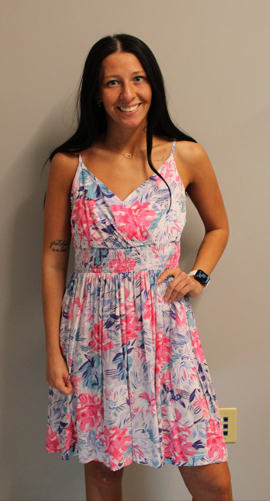 SKY BLUE FLORAL DRESS