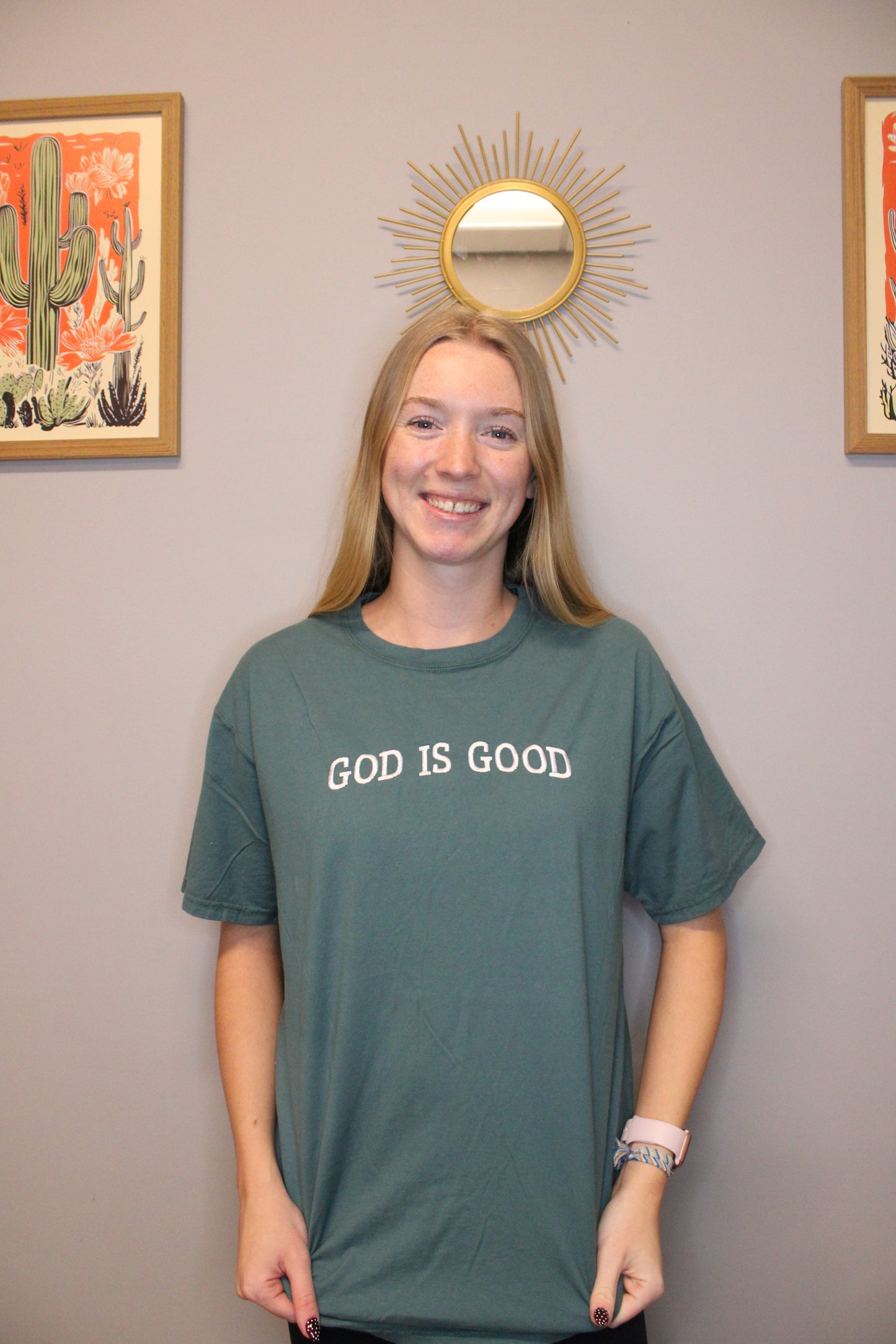 TEAL GOD IS GOOD TEE