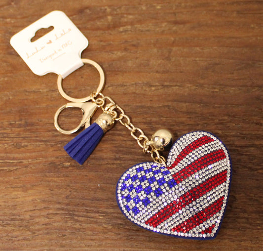 USA HEART KEYCHAIN