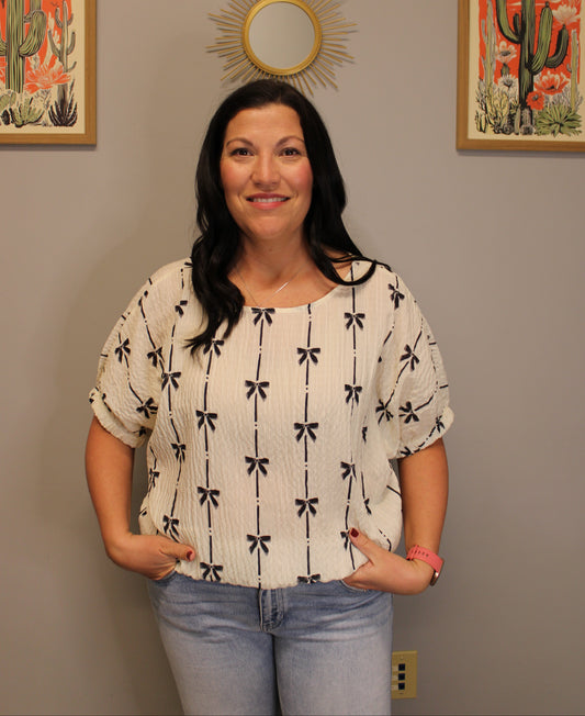 WHITE BOW BLOUSE