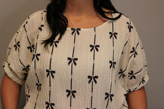WHITE BOW BLOUSE
