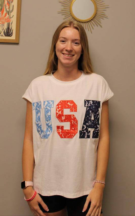 WHITE LACE USA TEE