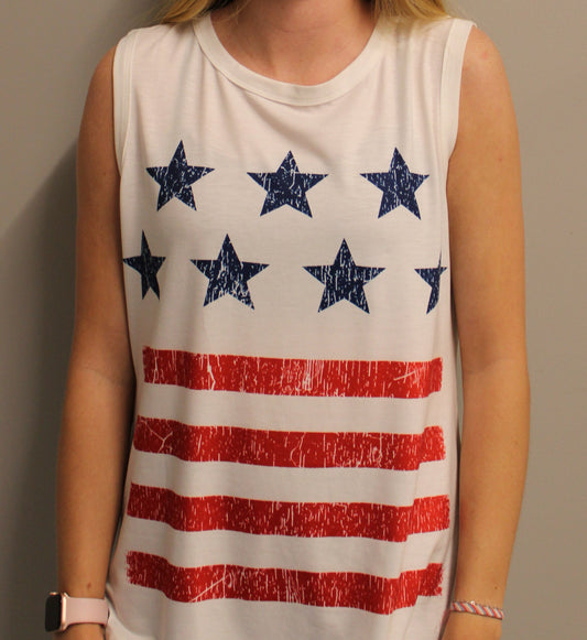 WHITE STARS & STRIPES TANK
