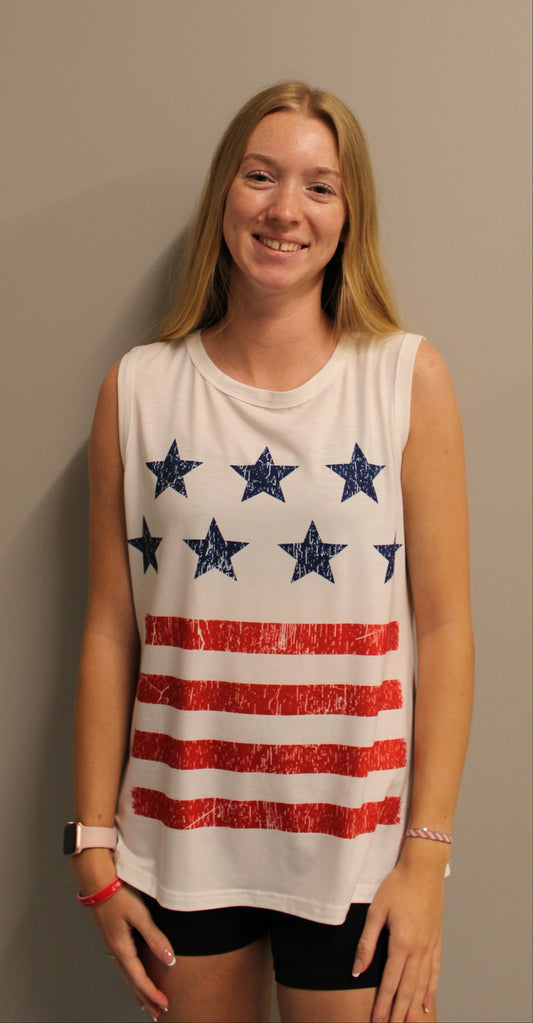 WHITE STARS & STRIPES TANK